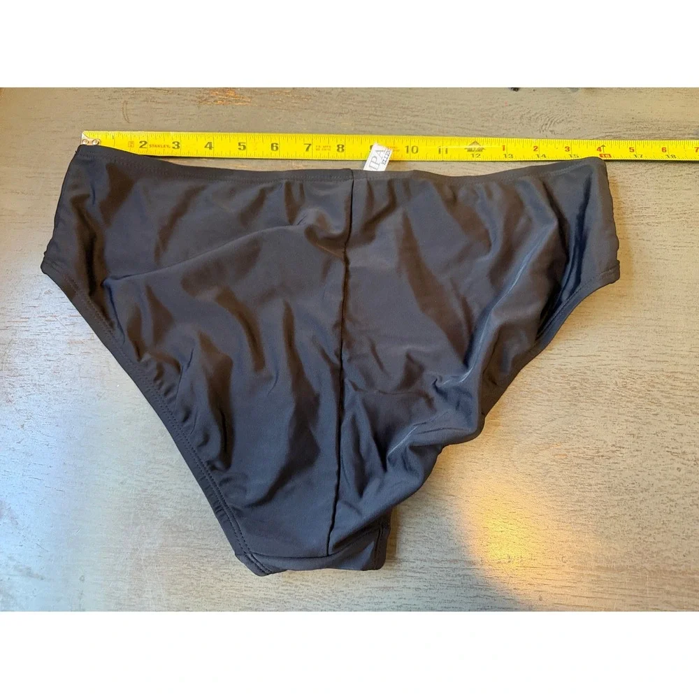 Company Ellen Tracy Black Bikini Bottoms High Cut Swim Briefs Size 12 RN15101